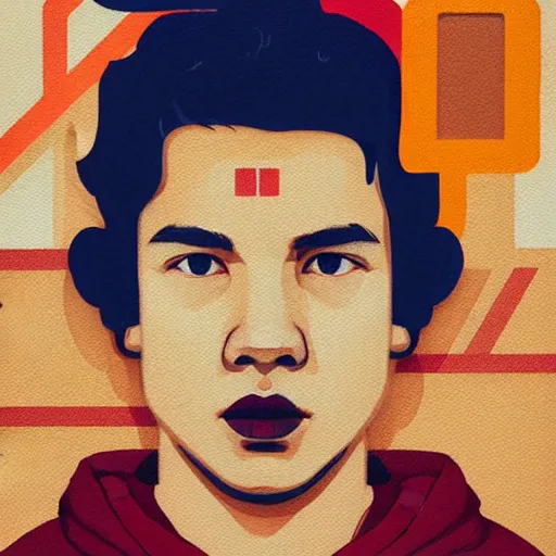 Image similar to Habs Nick Suzuki profile picture by Sachin Teng, asymmetrical, cigarette, Organic Painting , Matte Painting, geometric shapes, hard edges, graffiti, street art:2, by Sachin Teng:4