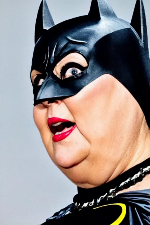 Image similar to Erna Solberg as Batman