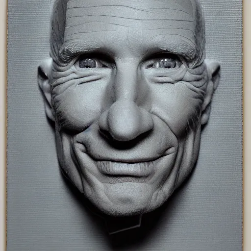 Image similar to Cardboard art representation of Ed Harris, studio lighting, F 1.4 Kodak Portra