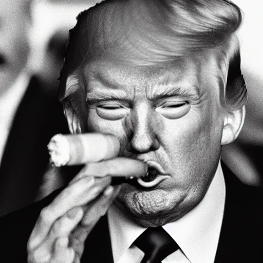 Image similar to a photo of donald trump smoking a cigar, award winning photograph