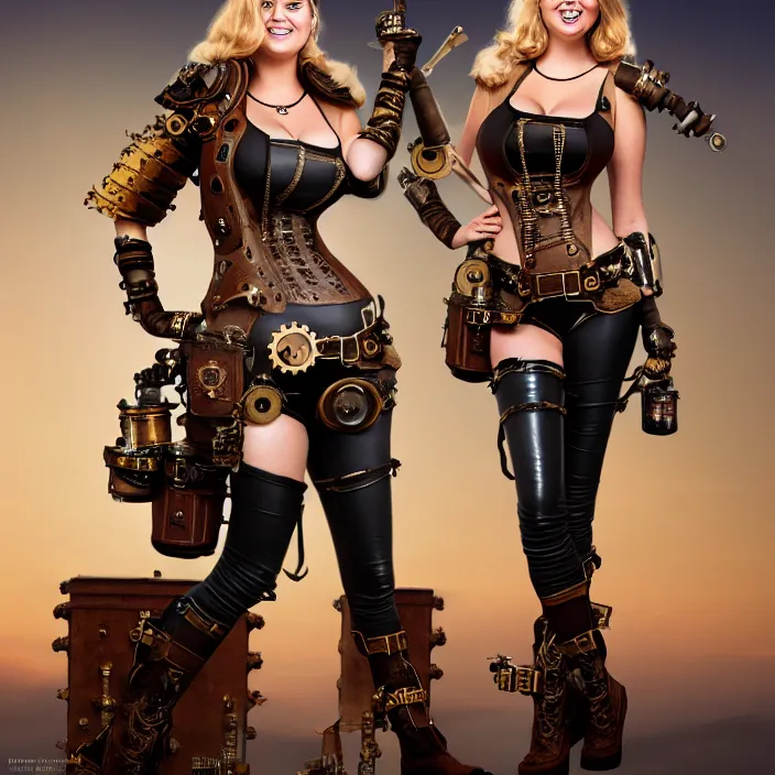 Image similar to full body photograph of kate upton as a steampunk warrior, Extremely detailed. 8k