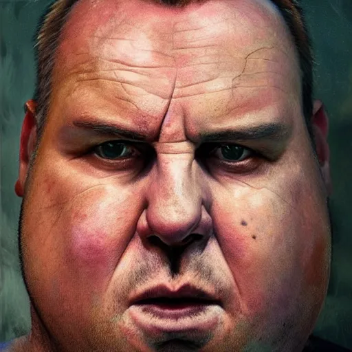 Image similar to hyperrealistic mixed media high resolution painting of morbidly obese Kevin Costner, stunning 3d render inspired art by István Sándorfi and Greg Rutkowski and Unreal Engine, perfect facial symmetry, dim volumetric lighting, 8k octane beautifully detailed render, full body shot, post-processing, extremely hyper-detailed, intricate, epic composition, highly detailed attributes, highly detailed atmosphere, cinematic lighting, masterpiece, trending on artstation, very very detailed, masterpiece, stunning, flawless structure, lifelike texture, perfection,