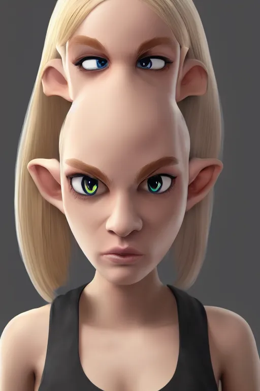 Prompt: a portrait of a blonde inkling with a huge forehead, concept art, trending on artstation 3 d.