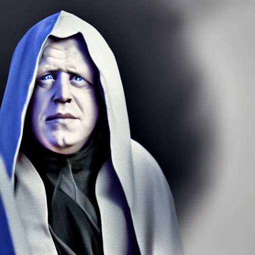 Prompt: A photo of ((Boris Johnson)) as Emperor Palpatine, hooded, cinematic lighting