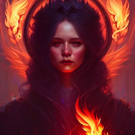 Image similar to Magician, female, fantasy, flames, frost, dramatic, intricate, elegant, highly detailed, digital painting, artstation, concept art, smooth, sharp focus, illustration, octane render, art by Leesha Hannigan, Ross Tran, Thierry Doizon, Kai Carpenter, Ignacio Fernández Ríos