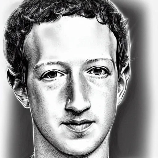 Prompt: mark zuckerberg, pencil sketch
