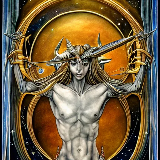 Image similar to detailed and sharp sagittarius artistic zodiac artwork, mystic style, detailed, 8 k, detailed, symmetrical, by brian froud