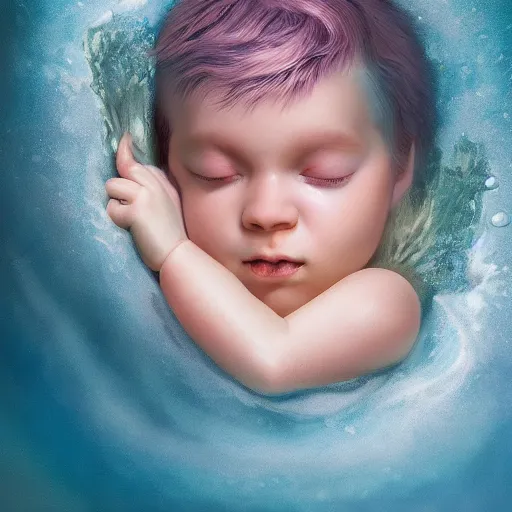 Image similar to a baby mermaid sleeping in an cracked egg, ultrarealistic, dramatic lighting, high details, 4 k, 8 k, best, accurate, trending on artstation, artstation, photorealism, ultrarealistic, digital painting, fantasy art