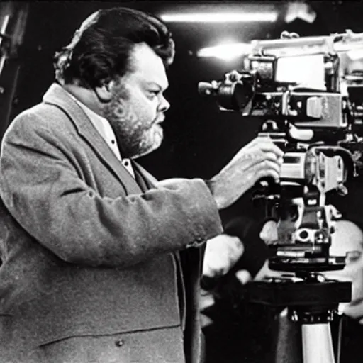 Image similar to orson welles directing a new movie with a red camera