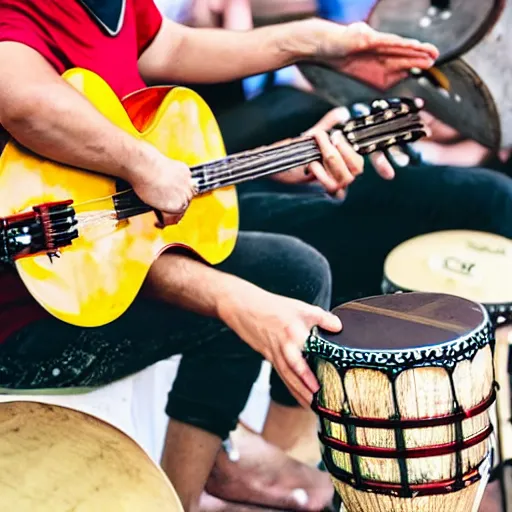 Image similar to annoying guy playing bongos at a music festival