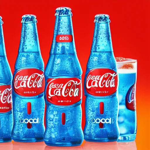 Prompt: blue soda made by coca cola