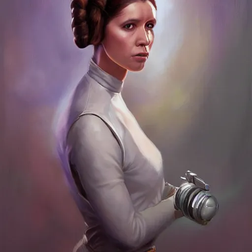 Prompt: portrait of a Princess Leia by Mandy Jurgens and Richard Schmid