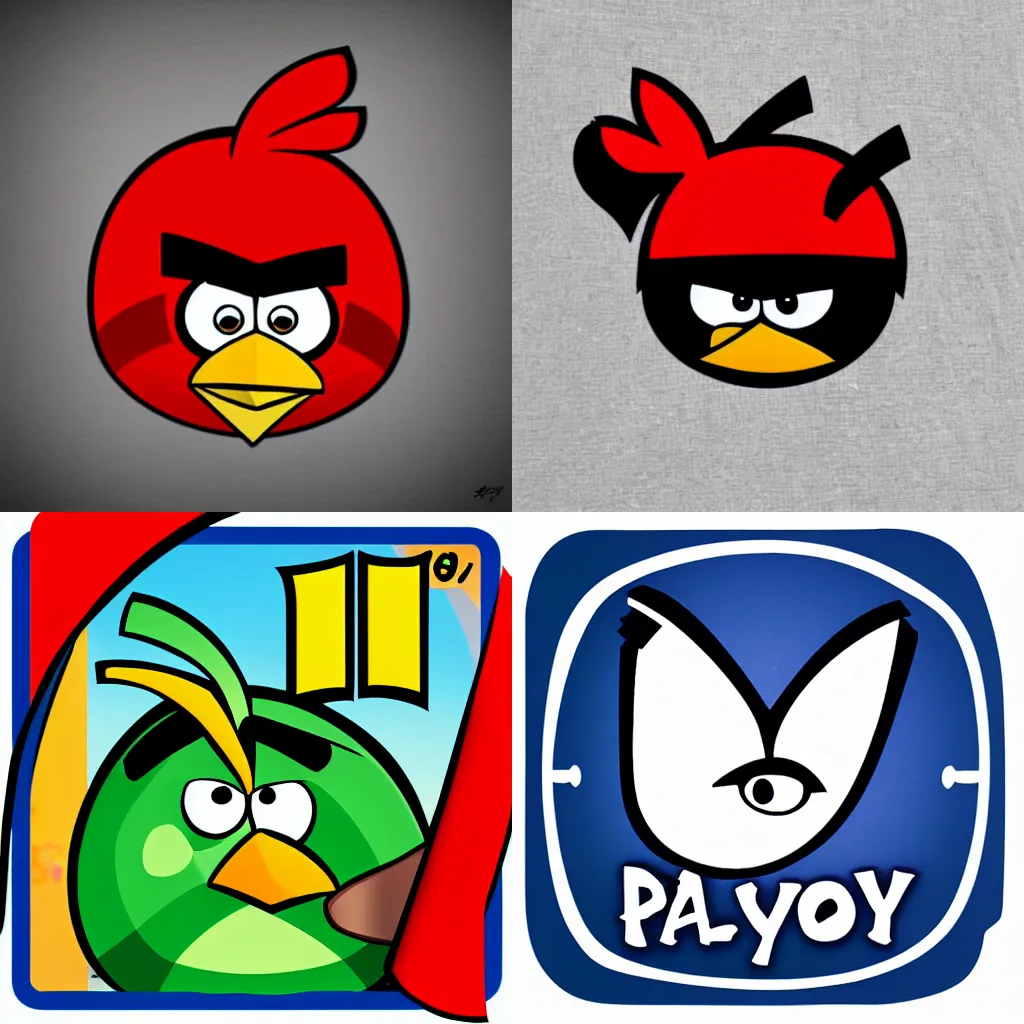 Prompt: angry birds and playboy logo