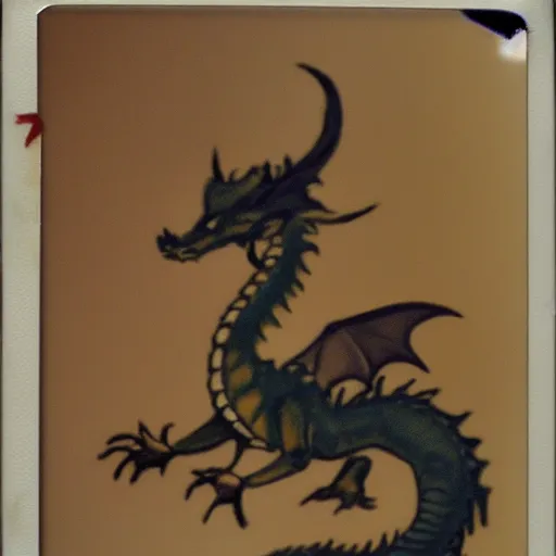 Image similar to polaroid of a dragon, blurry, grainy