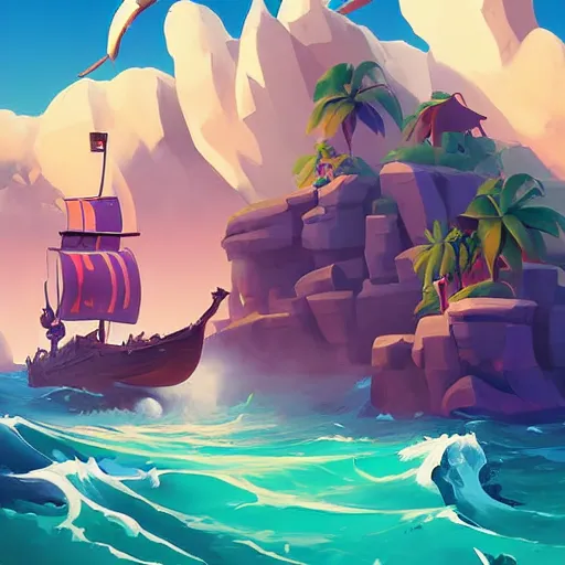 Image similar to painting treasure on sea of thieves game smooth median photoshop filter cutout vector, behance hd by jesper ejsing, by rhads, makoto shinkai and lois van baarle, ilya kuvshinov, rossdraws global illumination