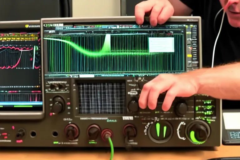 Image similar to an oscilloscope shaking a sound wave, wiggling a weasel, a stoat sinusoid spectacle : the wiggle and the wave - the wiggle is the wave!