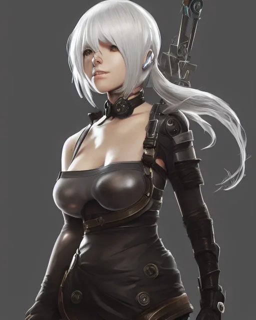 Prompt: league of legends portrait of 2 b nier automata, au naturel, hyper detailed, digital art, trending in artstation, cinematic lighting, studio quality, smooth render, unreal engine 5 rendered, octane rendered, art style by klimt and nixeu and ian sprigger and wlop and krenz cushart.