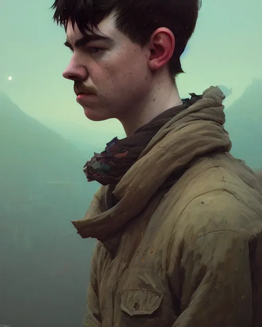 Prompt: declan mckenna, male portrait, imbalanced mars. rugged, highly detailed, intricate background, complex 3 d render by ilya kuvshinov, peter mohrbacher, greg rutkowski, karl spitzweg, thomas kinkade, victo ngai. unreal engine, blender, octane, ray tracing. sharp focus, masterpiece, post processing