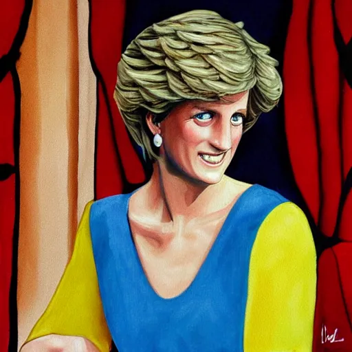 Image similar to painting of princess diana in the style of michelangelo