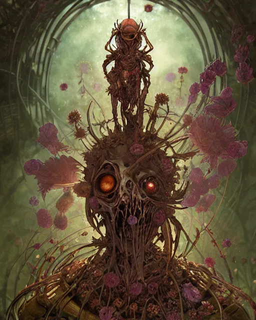 Prompt: the platonic ideal of flowers, rotting, insects and praying of cletus kasady carnage davinci dementor wild hunt chtulu mandelbulb mandala ponyo bioshock the witcher, d & d, fantasy, ego death, decay, dmt, psilocybin, concept art by randy vargas and greg rutkowski and ruan jia and alphonse mucha