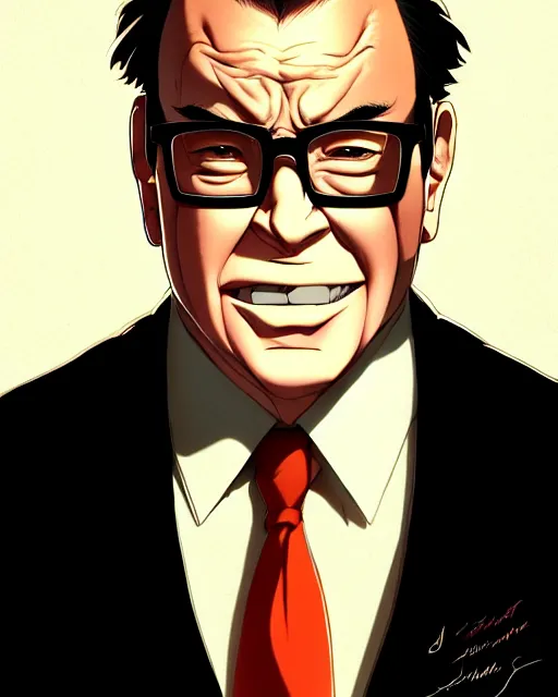 Prompt: buff senator tom arnold, glasses, wearing a suit and tie, portrait shinkai makoto studio ghibli studio key hideaki anno sakimichan stanley artgerm lau rossdraws james jean marc simonetti elegant highly detailed digital painting artstation pixiv