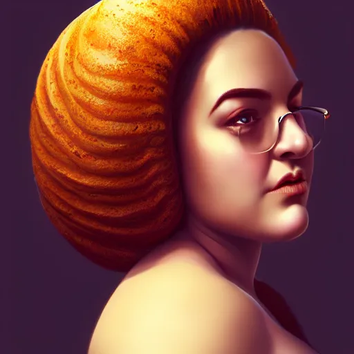 Prompt: portrait of a heavy stocky petite gorgeous beautiful beautiful woman, with a bundt bundt pan face, greek romanian, glasses, wide shot, digital art, detailed, realistic , 8k, trending on artstation