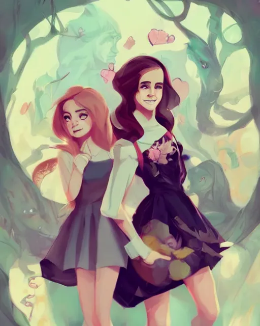 Image similar to beautiful full body Emma Watson smiling lois van baarle and loish and ross tran and rossdraws and sam yang and samdoesarts and artgerm