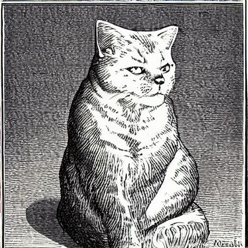 Prompt: Franklin Booth illustration of a cat