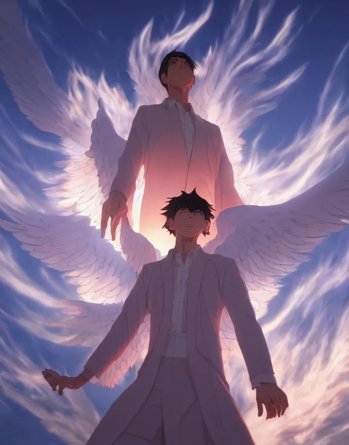 Prompt: lucifer cast out of heaven by yusuke murata and makoto shinkai, clouds, fire, angels, 8k, cel shaded, unreal engine, featured on artstation, pixiv