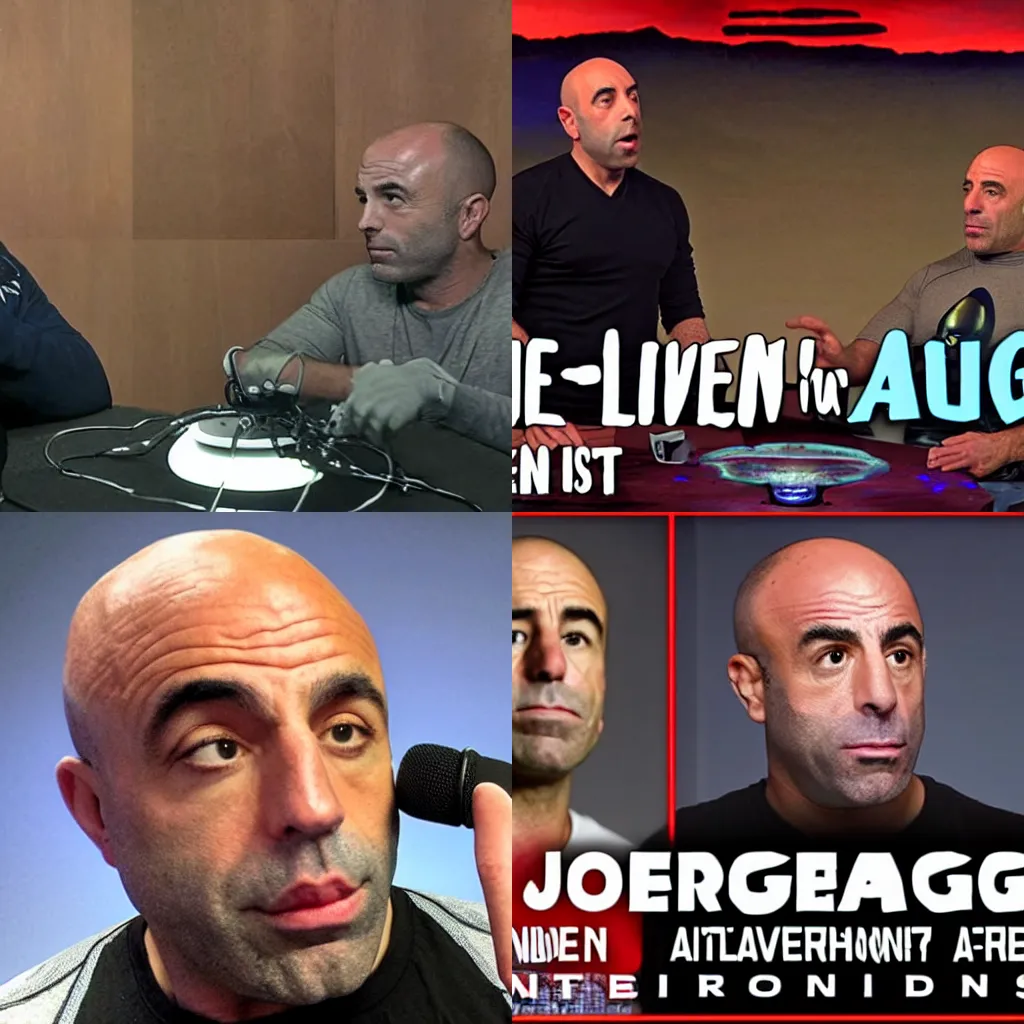 Prompt: Joe Rogan interviewing aliens for the first time on his podcast