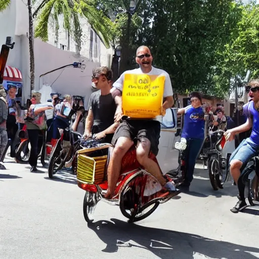 Image similar to pepe on a bike with beer