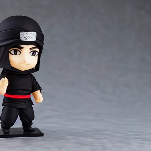 Prompt: side view of an arabic ninja boy as nendoroid in arabic clothes, side view, 8 k hd dof, kodak film,