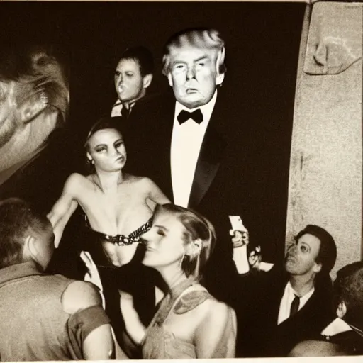 Prompt: studio photo of Trump in night club, by Leibowitz, detailed, photorealistic