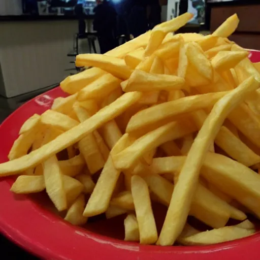 Prompt: a mountain of frensch fries