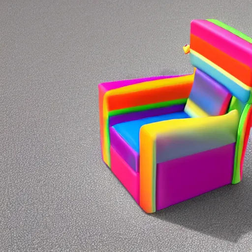 Image similar to an executive chair made out of candy, colorful, hyper realistic, 8k