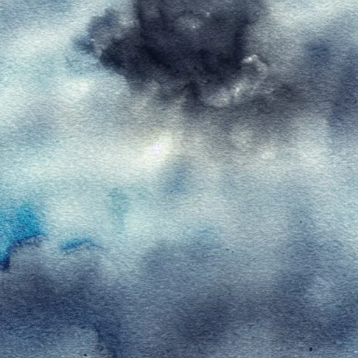 Prompt: high - angle view, from 1 0 0 0 feet in distance, vague uap interstellar vehicle on top of dramatic moody clouds in the sky, muted ink and pearlescent watercolor. minimalist, detailed, muted colors. ue 5