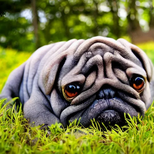 Image similar to a Tardigrade Pug Hybrid, A tardigrade that looks like a pug, afternoon hangout, good times photograph, candid