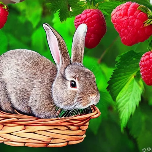 Image similar to a rabbit eating raspberries in the style of ancient mosaic