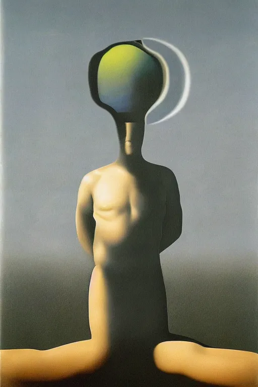 Image similar to Visualize: Our hindrances are obstacles to enlightenment as abstract art in the style of Magritte