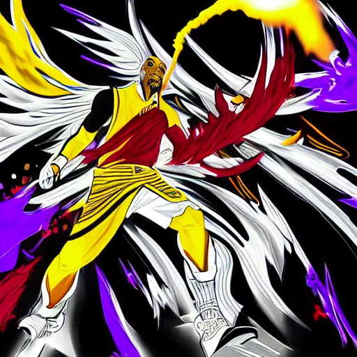 Prompt: digital art of lebron james bankai, detailed, colourful, beautiful, masterpiece, trending on artstation