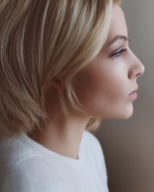 Image similar to beautiful woman with blonde hair side profile