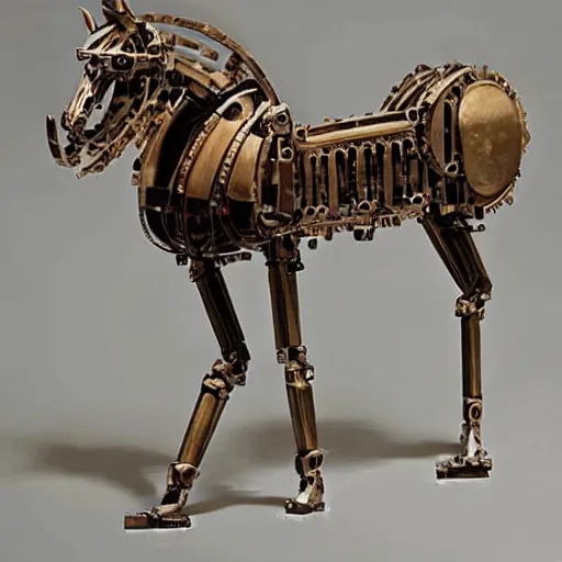 Image similar to a mechanical horse, art