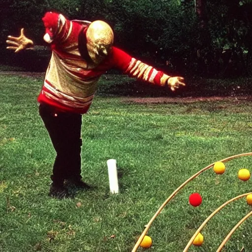 Prompt: Freddy Krueger playing tetherball with Jason Voorhees