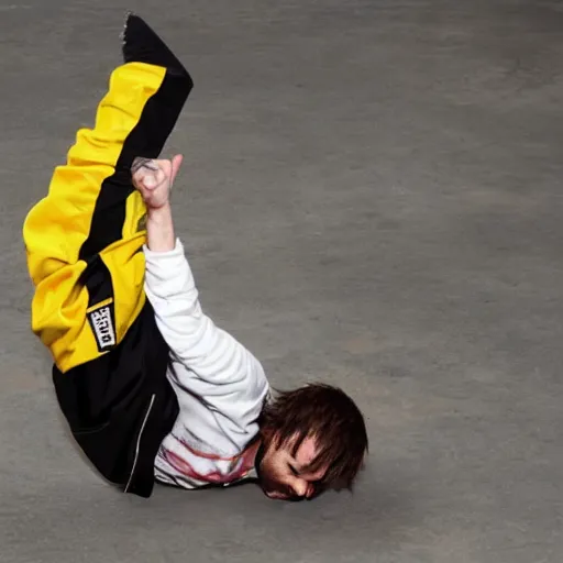 Image similar to Jesse Pinkman breakdancing