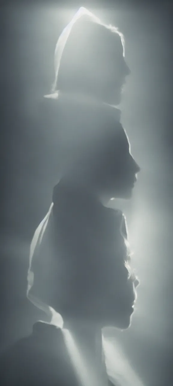 Image similar to very very beautiful mysterious profile photograph of emily skinner looking like annie leonhart in a hoodie standing next to a window god rays shining on her from the sunlight, volumetric fog, smoke, depth of field, beautiful composition, very very very beautifull face, on artstation and instagram, ray tracing