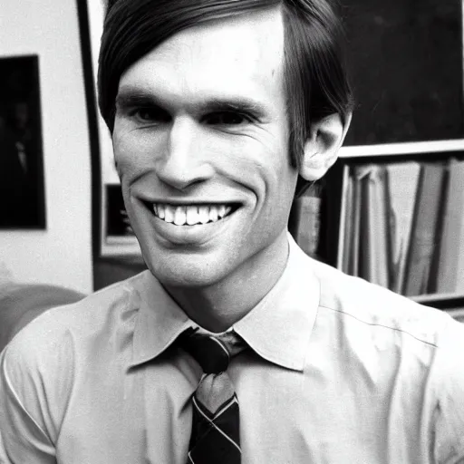 Image similar to A photograph portrait of Jerma985 with short-medium length hair a combover wearing early 1970s menswear in the early 1970s, taken in the early 1970s, grainy, taken on a 1970s Kodak Camera, realistic, hyperrealistic, very realistic, highly detailed, very detailed, extremely detailed, detailed, digital art, trending on artstation, colorized photo