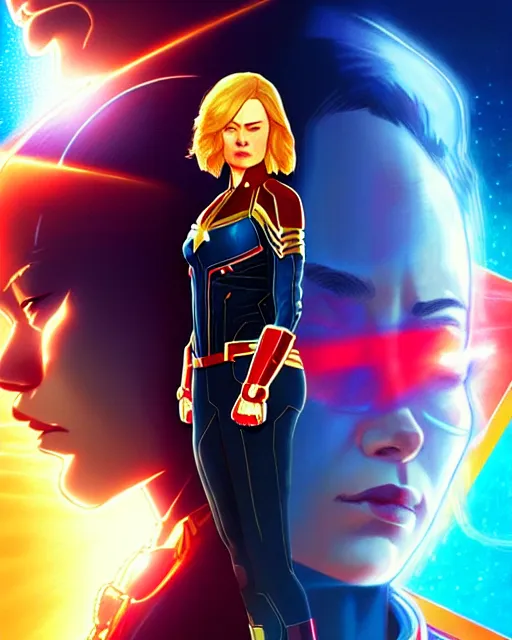 Image similar to captain marvel | | fine detail!! anime!! realistic shaded lighting!! poster by ilya kuvshinov katsuhiro otomo ghost - in - the - shell, magali villeneuve, artgerm, jeremy lipkin and michael garmash and rob rey