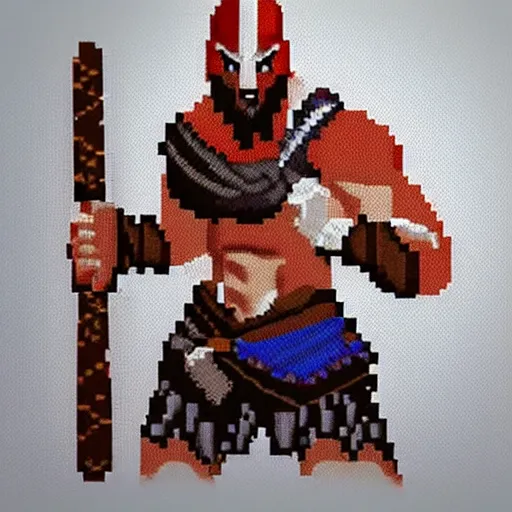 Image similar to pixel art of kratos