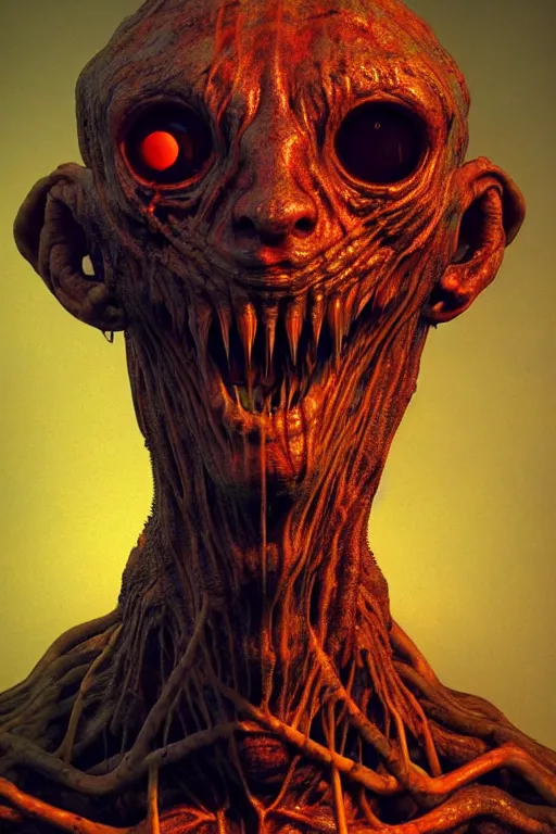 Image similar to perfectly - centered horror portrait - photograph of a brutal scary terrifying ugly monstrous alien goblin creature real life portrait by beksinski and jean delville, slimy pus oozing specular, unreal engine 5, photorealism, hd quality, 8 k resolution, cinema 4 d, hdr dramatic cinematic lighting