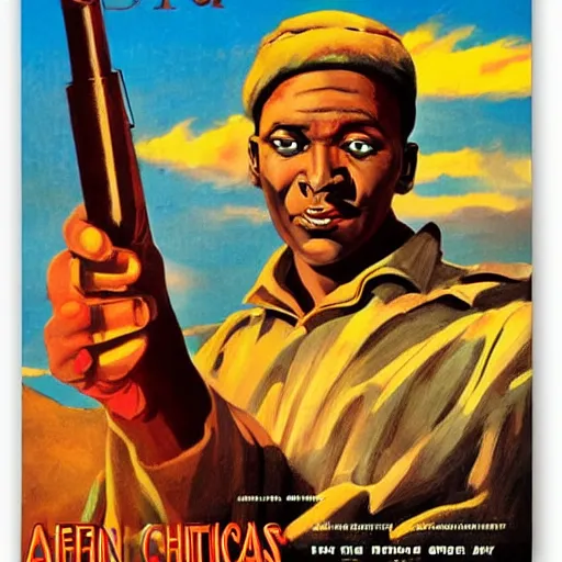 Prompt: African Chronicles, movie poster, artwork by Bill Medcalf